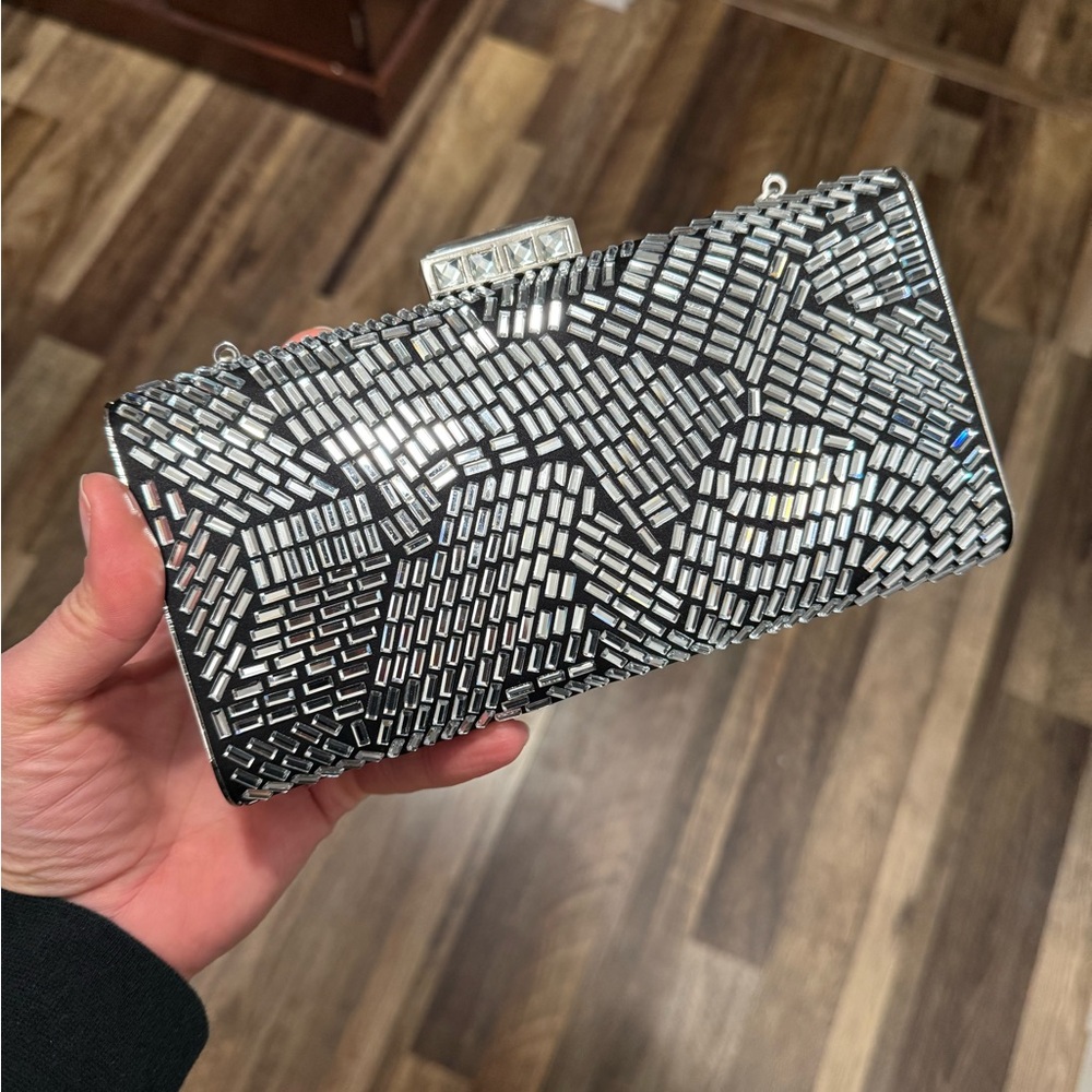 Nina New York Crystal & Black Clutch Bag